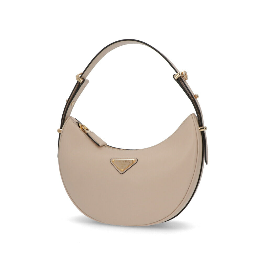 PRADA ショルダーバッグ ベージュ ブラウン トライアングルロゴ ハンドルバッグ ホーボーバッグ 1BC194 ASK