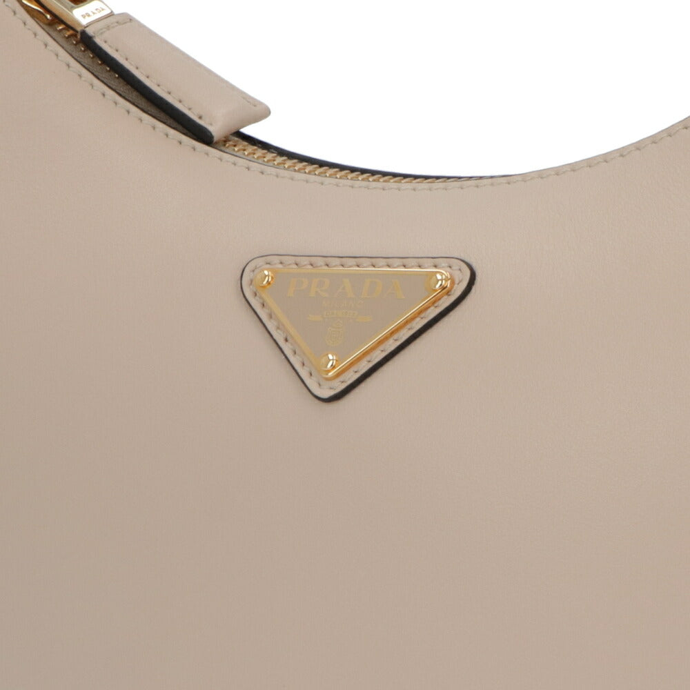 PRADA ショルダーバッグ ベージュ ブラウン トライアングルロゴ ハンドルバッグ ホーボーバッグ 1BC194 ASK