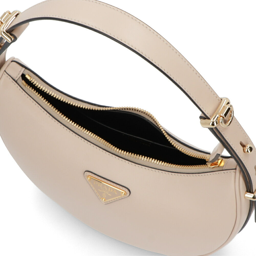 PRADA ショルダーバッグ ベージュ ブラウン トライアングルロゴ ハンドルバッグ ホーボーバッグ 1BC194 ASK