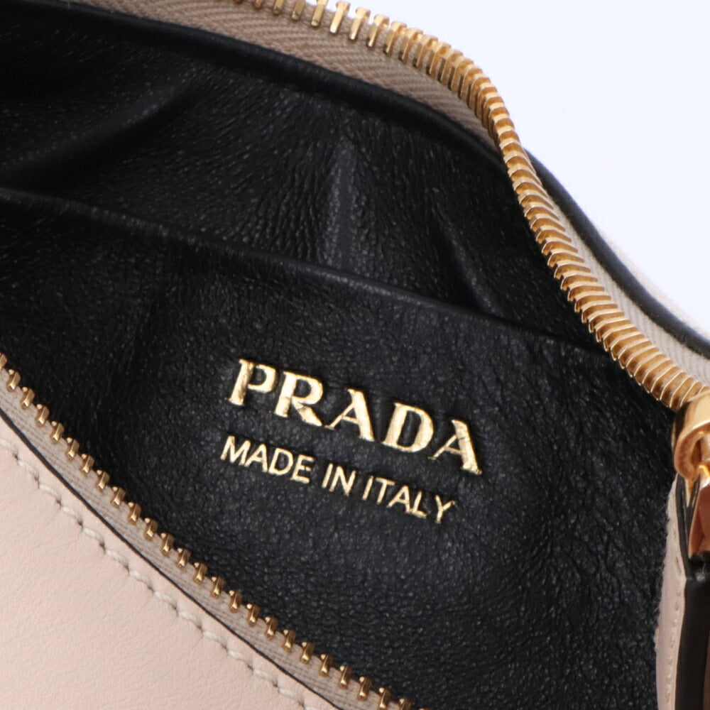 PRADA ショルダーバッグ ベージュ ブラウン トライアングルロゴ ハンドルバッグ ホーボーバッグ 1BC194 ASK