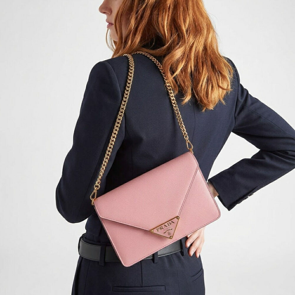 PRADA ショルダーバッグ ピンク クラッチバッグ クロスボディ トライアングルロゴ 1BD318 NZV