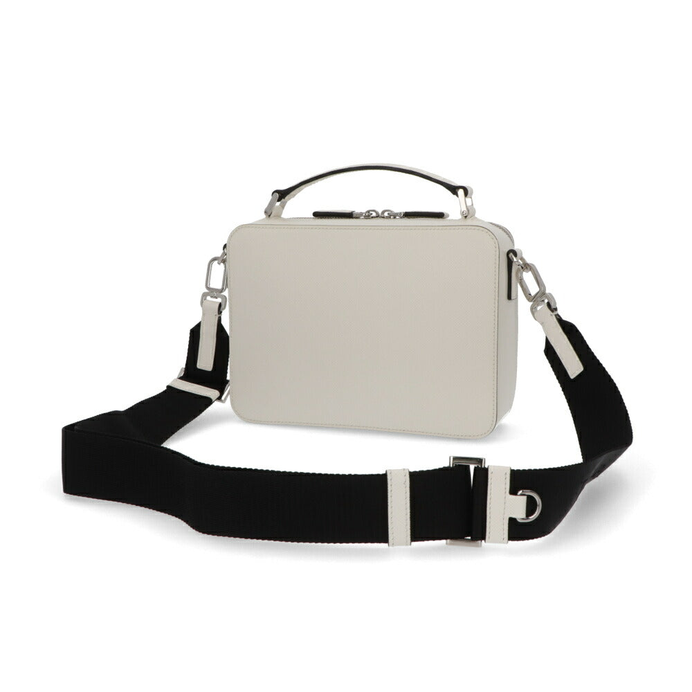 PRADA ショルダーバッグ ブリック サフィアーノレザーバッグ ホワイト トライアングルロゴ ミニバッグ 2WAY 2VH069 9Z2