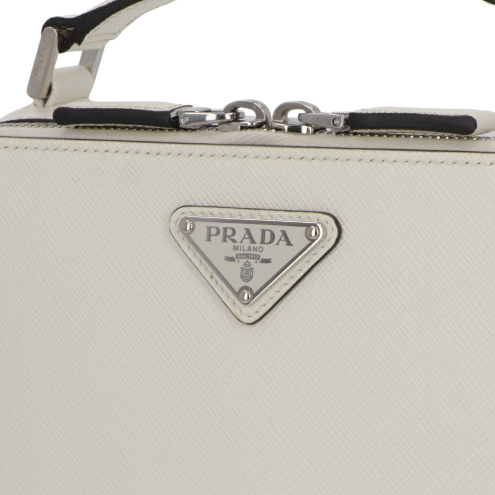 PRADA ショルダーバッグ ブリック サフィアーノレザーバッグ ホワイト トライアングルロゴ ミニバッグ 2WAY 2VH069 9Z2