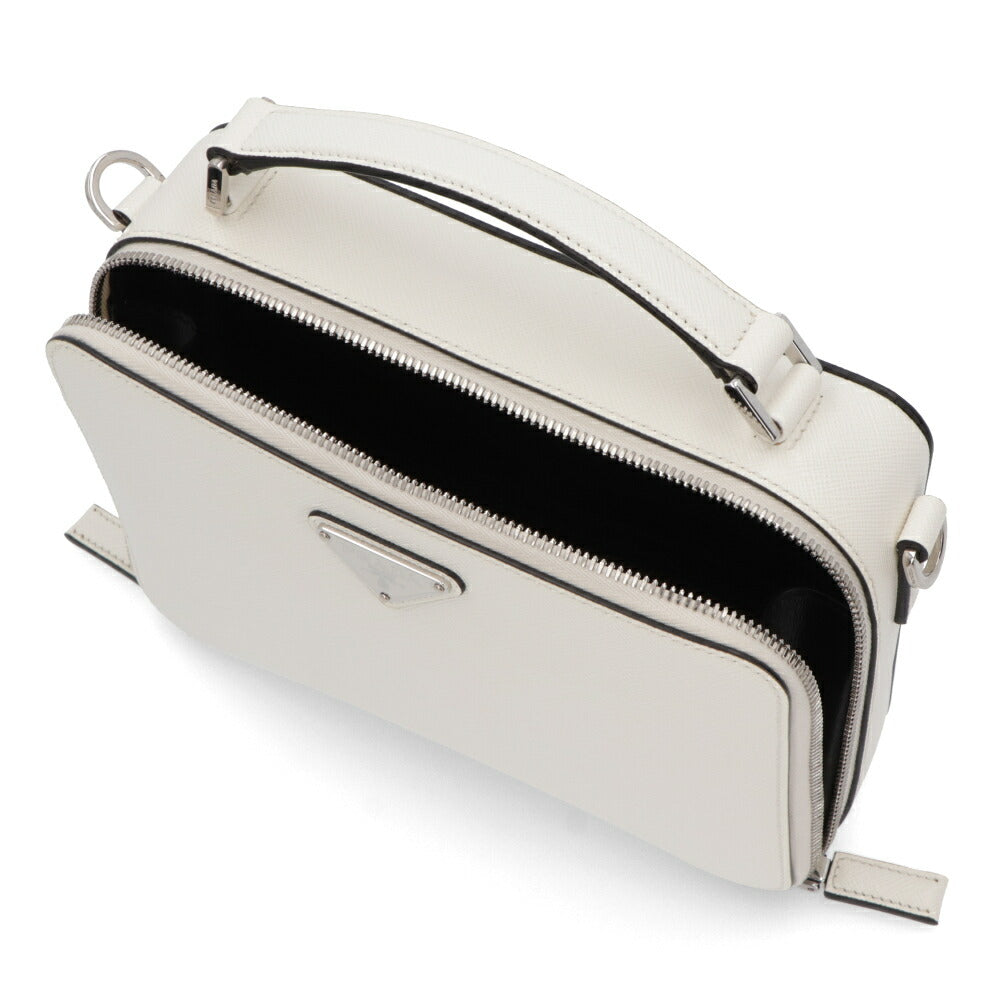 PRADA ショルダーバッグ ブリック サフィアーノレザーバッグ ホワイト トライアングルロゴ ミニバッグ 2WAY 2VH069 9Z2