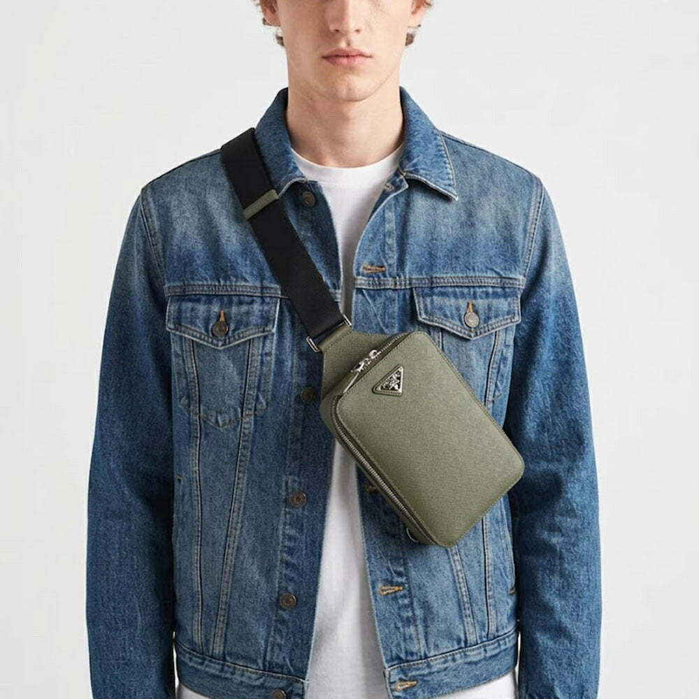 PRADA ショルダーバッグ カーキ ロゴ トライアングルロゴ シンプル 2VZ106 9Z2