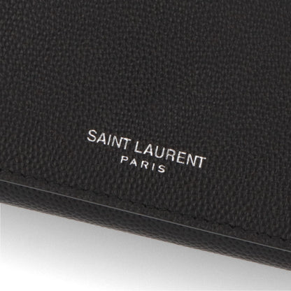 サンローラン SAINTLAURENT 雑貨 キーリング・キーケース ユニセックス ブラック カーフスキン 6連キーケース ロゴ メンズ レディース