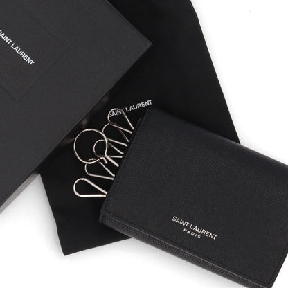 サンローラン SAINTLAURENT 雑貨 キーリング・キーケース ユニセックス ブラック カーフスキン 6連キーケース ロゴ メンズ レディース