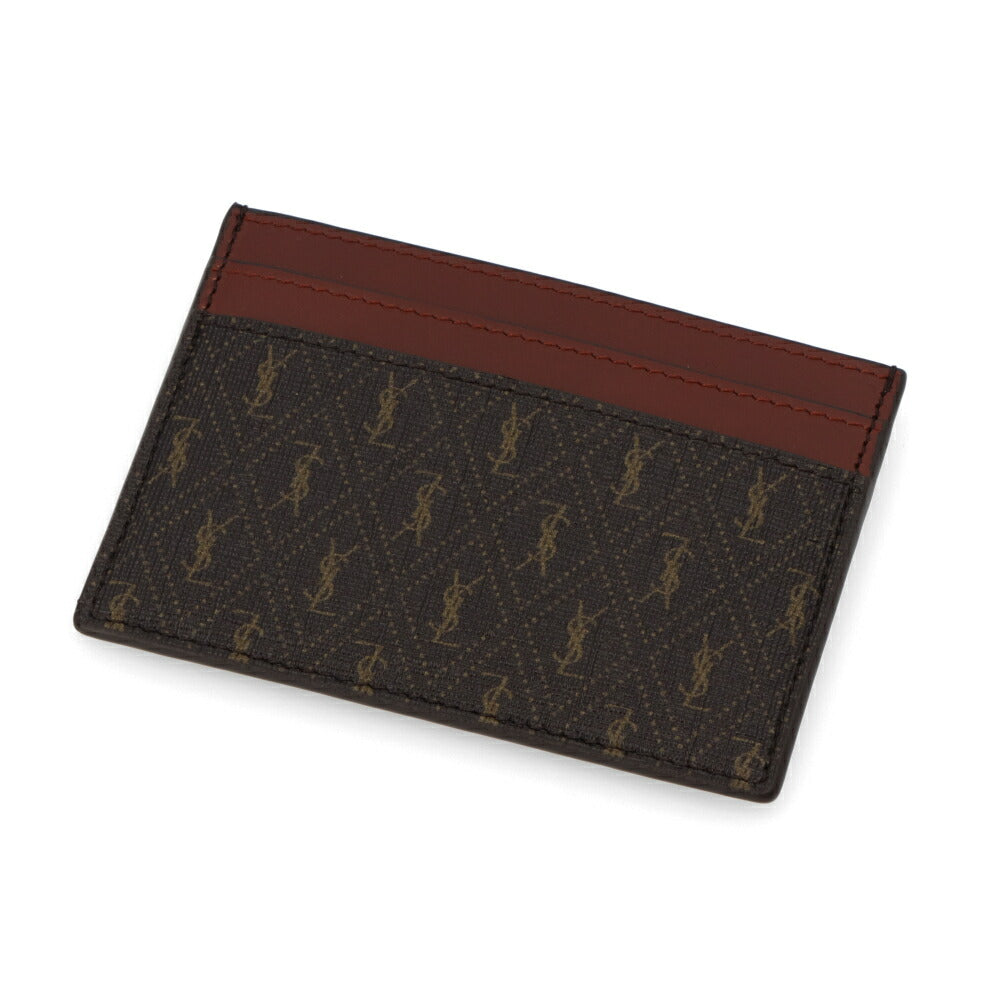 サンローラン SAINT LAURENT 雑貨 カードケース ユニセックス ブラウン レザー モノグラム カサンドラロゴ ミニ財布 パスケース  647148 2UY2W