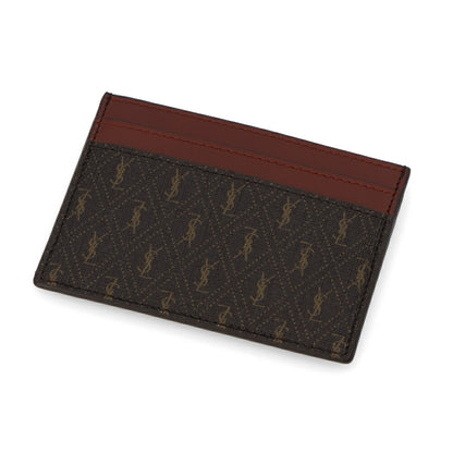 サンローラン SAINT LAURENT 雑貨 カードケース ユニセックス ブラウン レザー モノグラム カサンドラロゴ ミニ財布 パスケース  647148 2UY2W