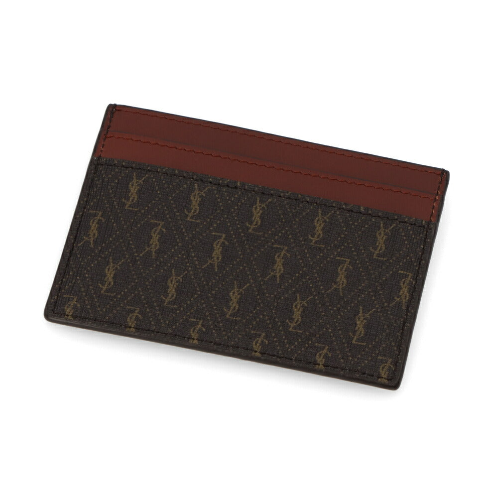 サンローラン SAINT LAURENT 雑貨 カードケース ユニセックス ブラウン レザー モノグラム カサンドラロゴ ミニ財布 パスケース  647148 2UY2W