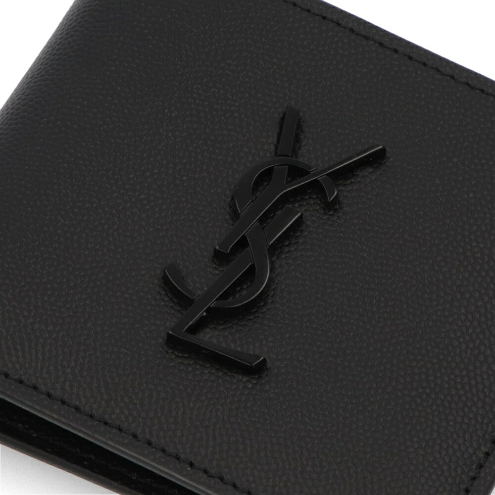 サンローラン SAINT LAURENT 財布 二つ折り財布 メンズ  ブラック カーフレザー カサンドラ ミニ財布 小銭入れなし 453276