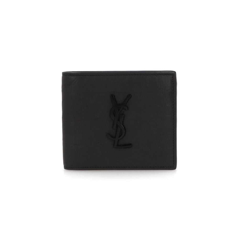 SAINT LAURENT サンローラン メンズ 財布 三つ折り財布 ブラック カサンドラロゴ 小銭入れなし 453276 C9H0U