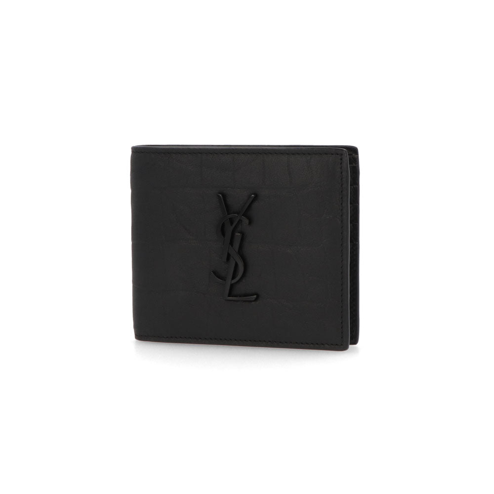 SAINT LAURENT サンローラン メンズ 財布 三つ折り財布 ブラック カサンドラロゴ 小銭入れなし 453276 C9H0U