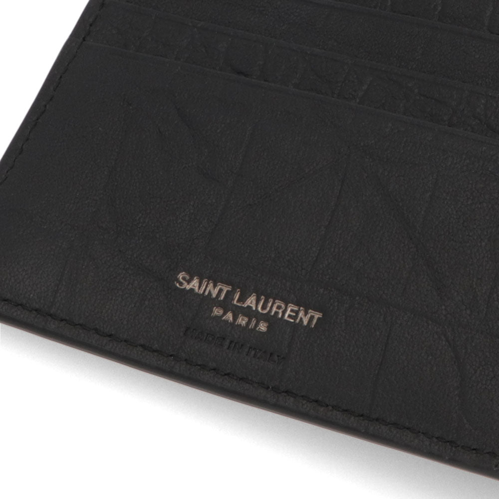 SAINT LAURENT サンローラン メンズ 財布 三つ折り財布 ブラック カサンドラロゴ 小銭入れなし 453276 C9H0U