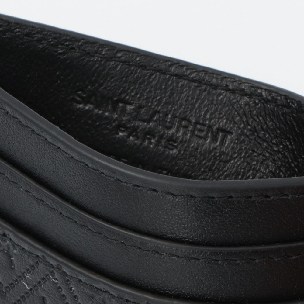 サンローラン SAINT LAURENT 雑貨 カードケース レディース ブラック カーフレザー YSLロゴ カサンドラロゴ 総柄 シンプル 647148 18G1Z