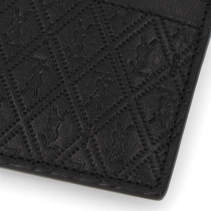 サンローラン SAINT LAURENT 雑貨 カードケース レディース ブラック カーフレザー YSLロゴ カサンドラロゴ 総柄 シンプル 647148 18G1Z