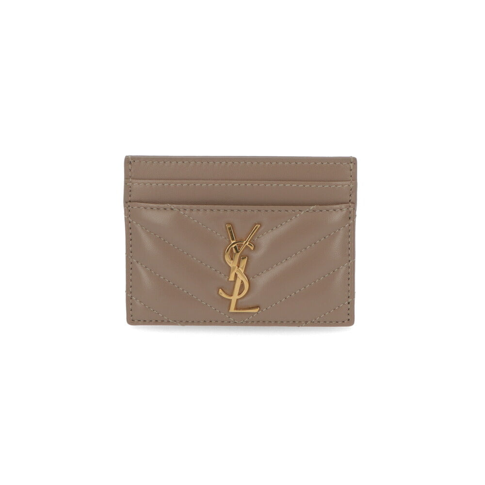 SAINT LAURENT カードケース モカブラウン ラムスキン キルティング カサンドラロゴ  423291 AAA44