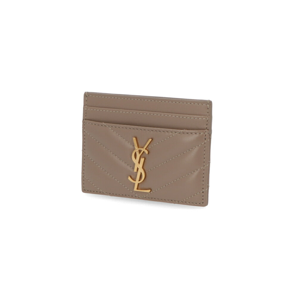 SAINT LAURENT カードケース モカブラウン ラムスキン キルティング カサンドラロゴ  423291 AAA44
