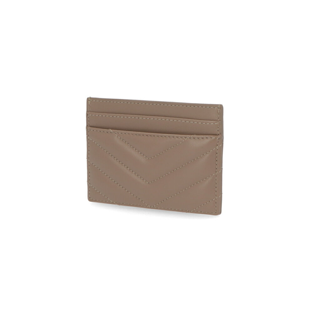SAINT LAURENT カードケース モカブラウン ラムスキン キルティング カサンドラロゴ  423291 AAA44