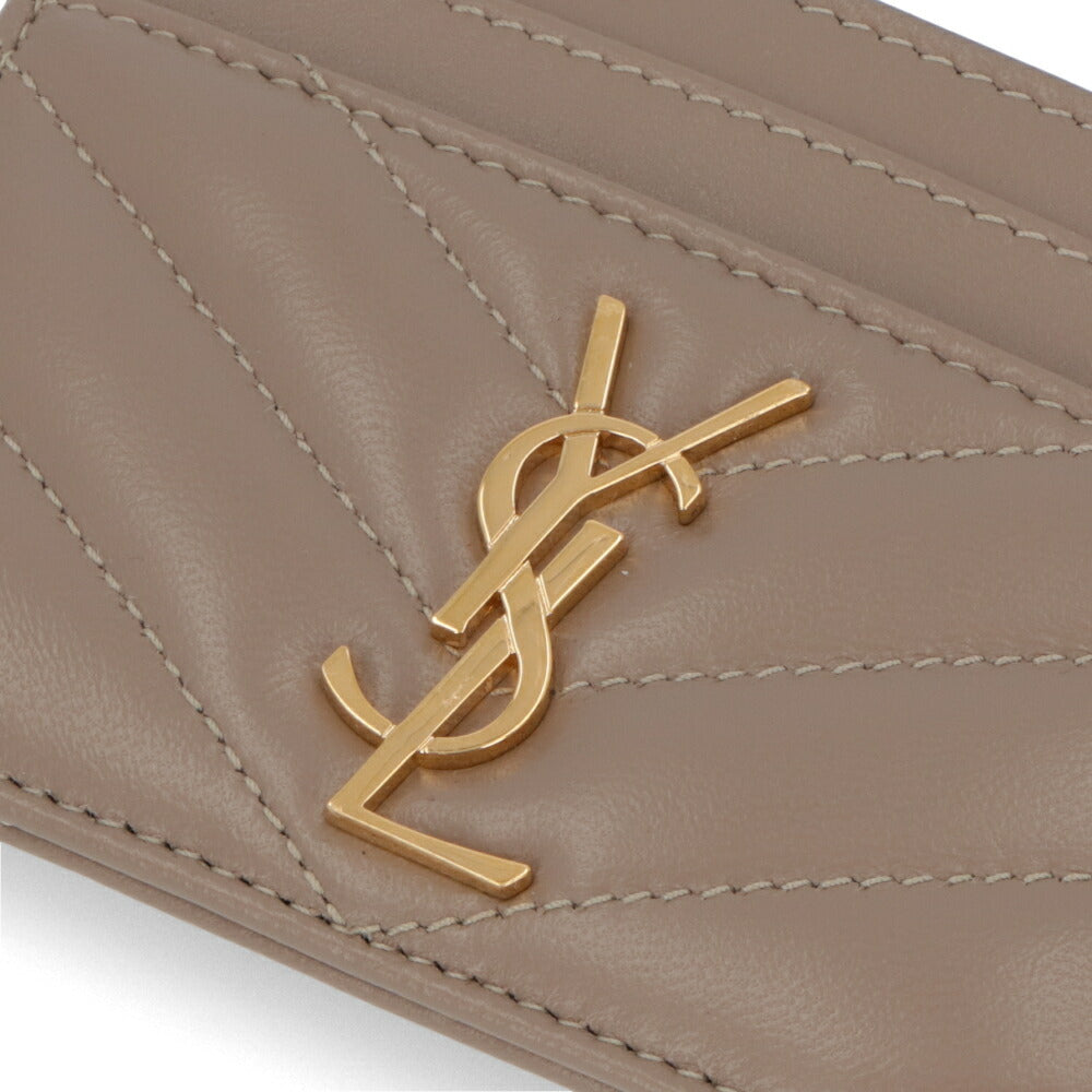 SAINT LAURENT カードケース モカブラウン ラムスキン キルティング カサンドラロゴ  423291 AAA44