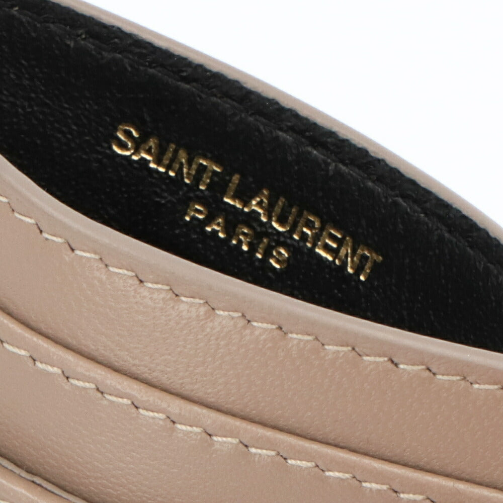 SAINT LAURENT カードケース モカブラウン ラムスキン キルティング カサンドラロゴ  423291 AAA44