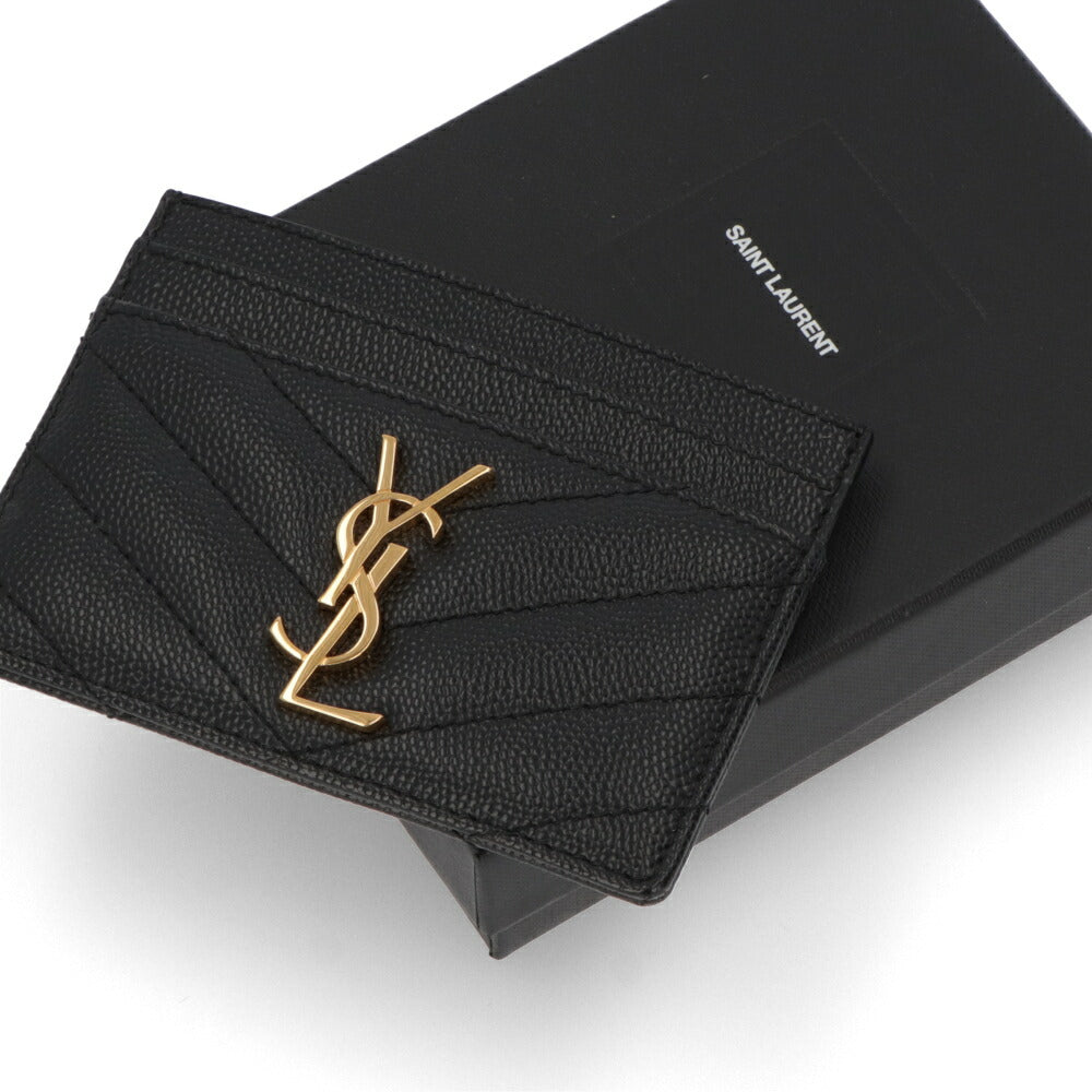 SAINT LAURENT カードケース ブラック キルティング カサンドラロゴ  423291 BOW01