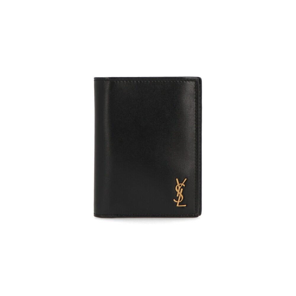 SAINT LAURENT 二つ折り財布 ブラック KING PALM YSLロゴ 小銭入れなし 668736 02G0W