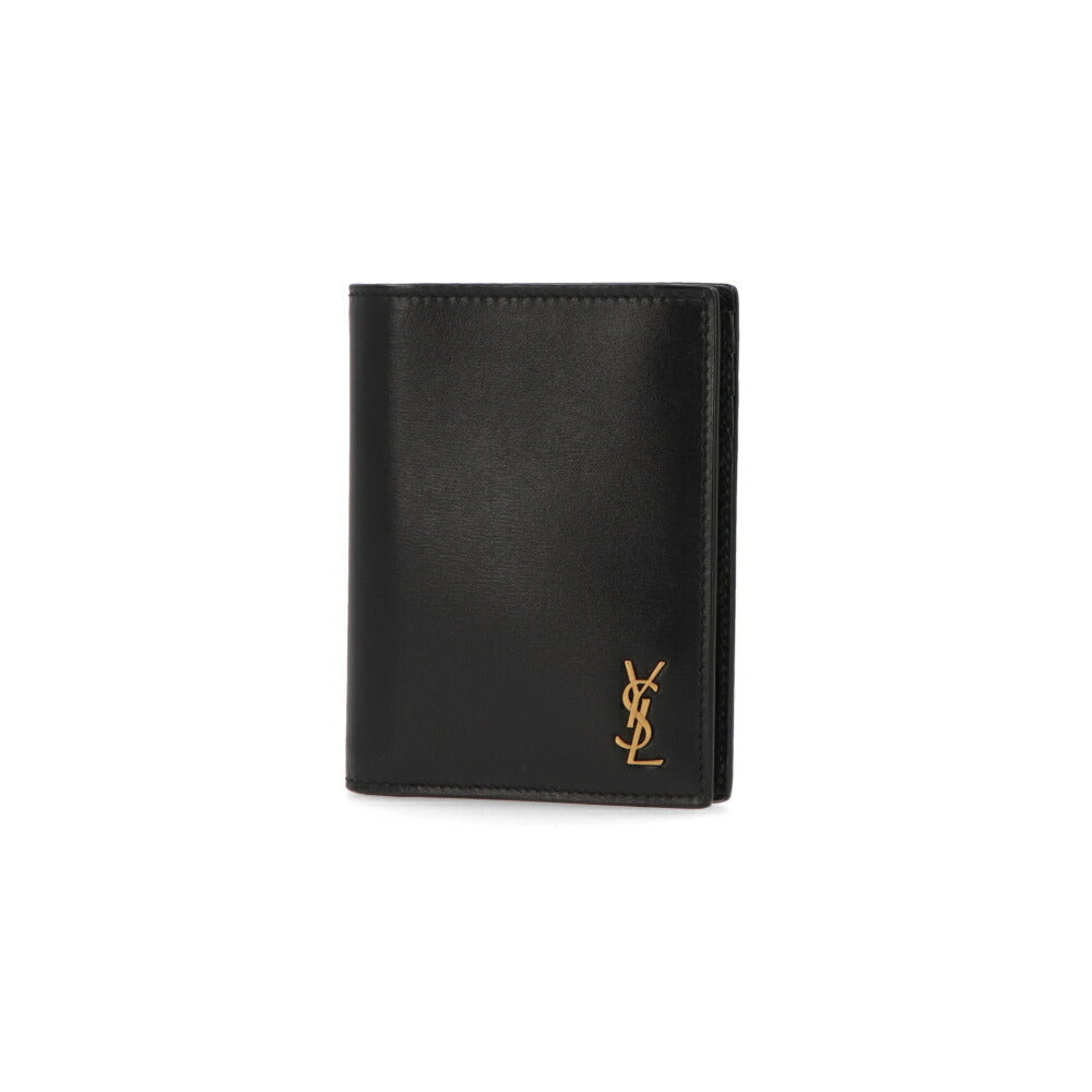 SAINT LAURENT 二つ折り財布 ブラック KING PALM YSLロゴ 小銭入れなし 668736 02G0W