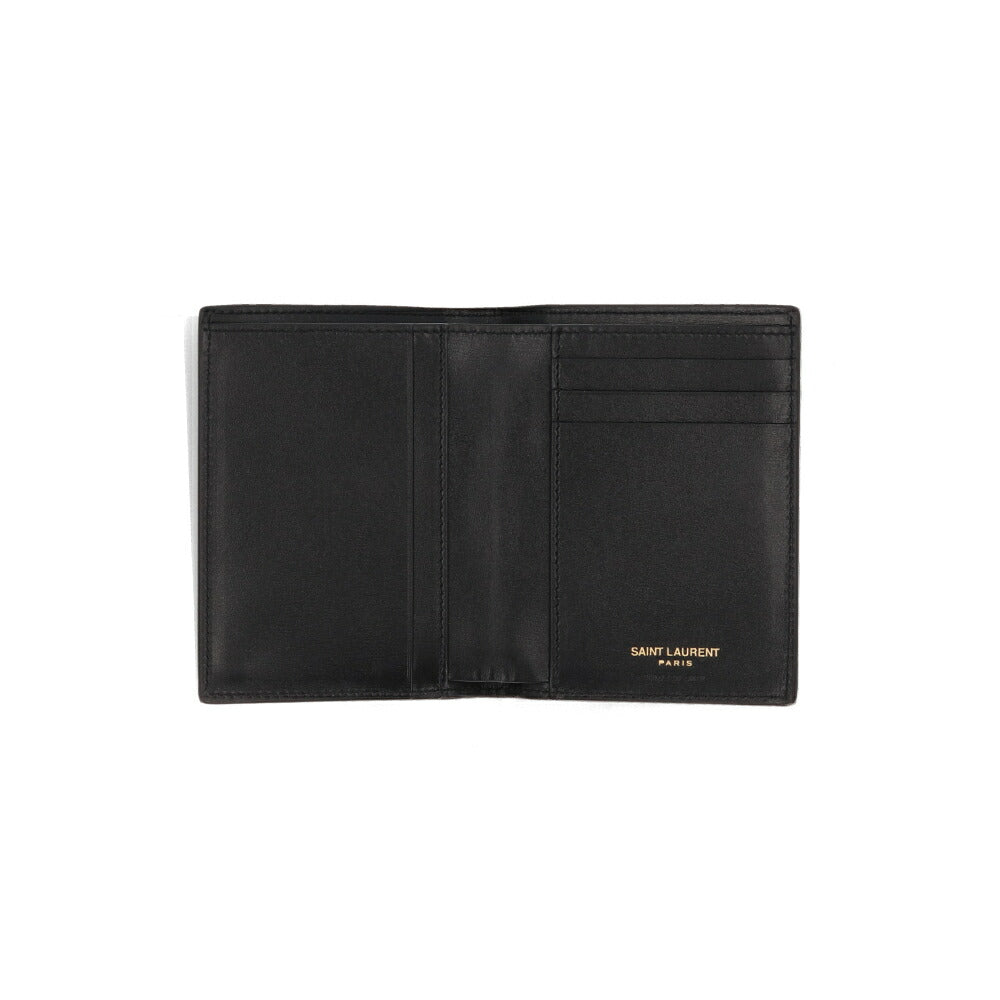 SAINT LAURENT 二つ折り財布 ブラック KING PALM YSLロゴ 小銭入れなし 668736 02G0W