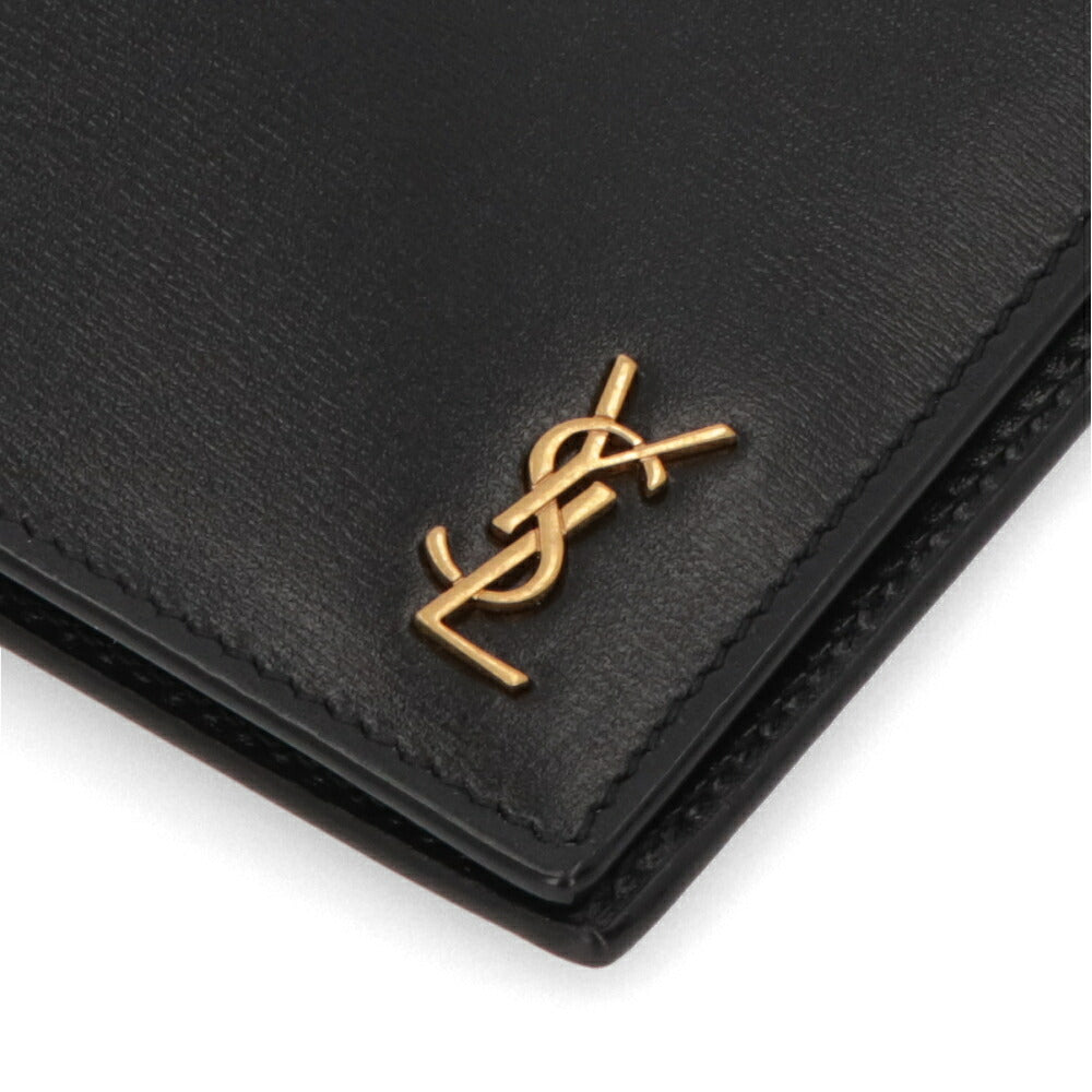 SAINT LAURENT 二つ折り財布 ブラック KING PALM YSLロゴ 小銭入れなし 668736 02G0W