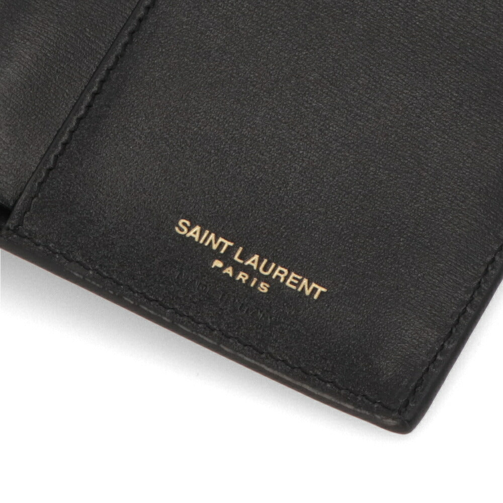 SAINT LAURENT 二つ折り財布 ブラック KING PALM YSLロゴ 小銭入れなし 668736 02G0W