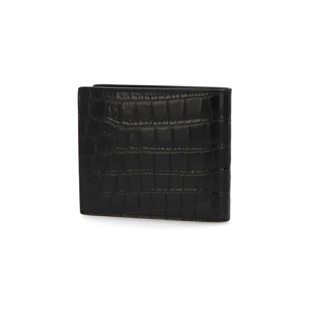 SAINT LAURENT 財布 二つ折り財布 メンズ  ブラック カーフレザー PCC TINY MONOGRAM 607727 DZEDW