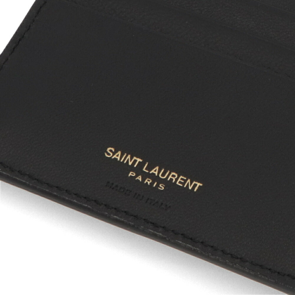 SAINT LAURENT 財布 二つ折り財布 メンズ  ブラック カーフレザー PCC TINY MONOGRAM 607727 DZEDW