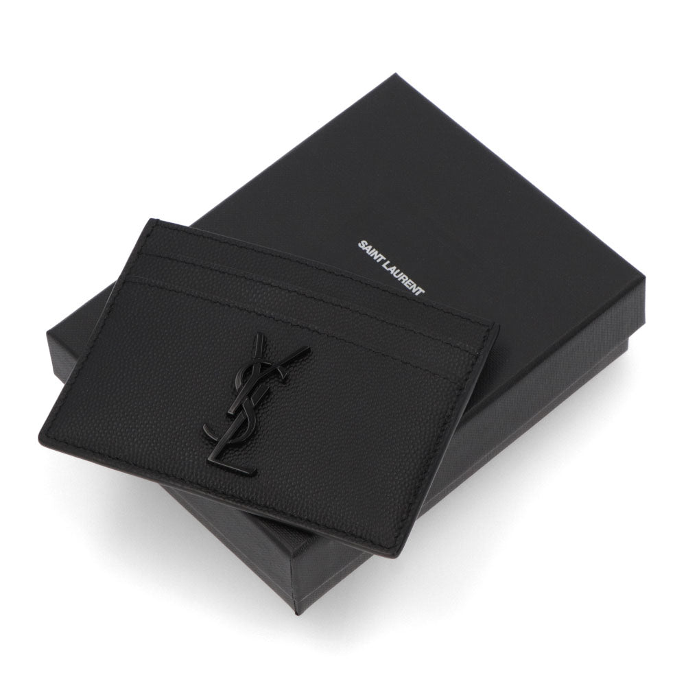 サンローラン SAINT LAURENT 雑貨 カードケース ユニセックス  ブラック カーフレザー カサンドラロゴ パスケース 485631