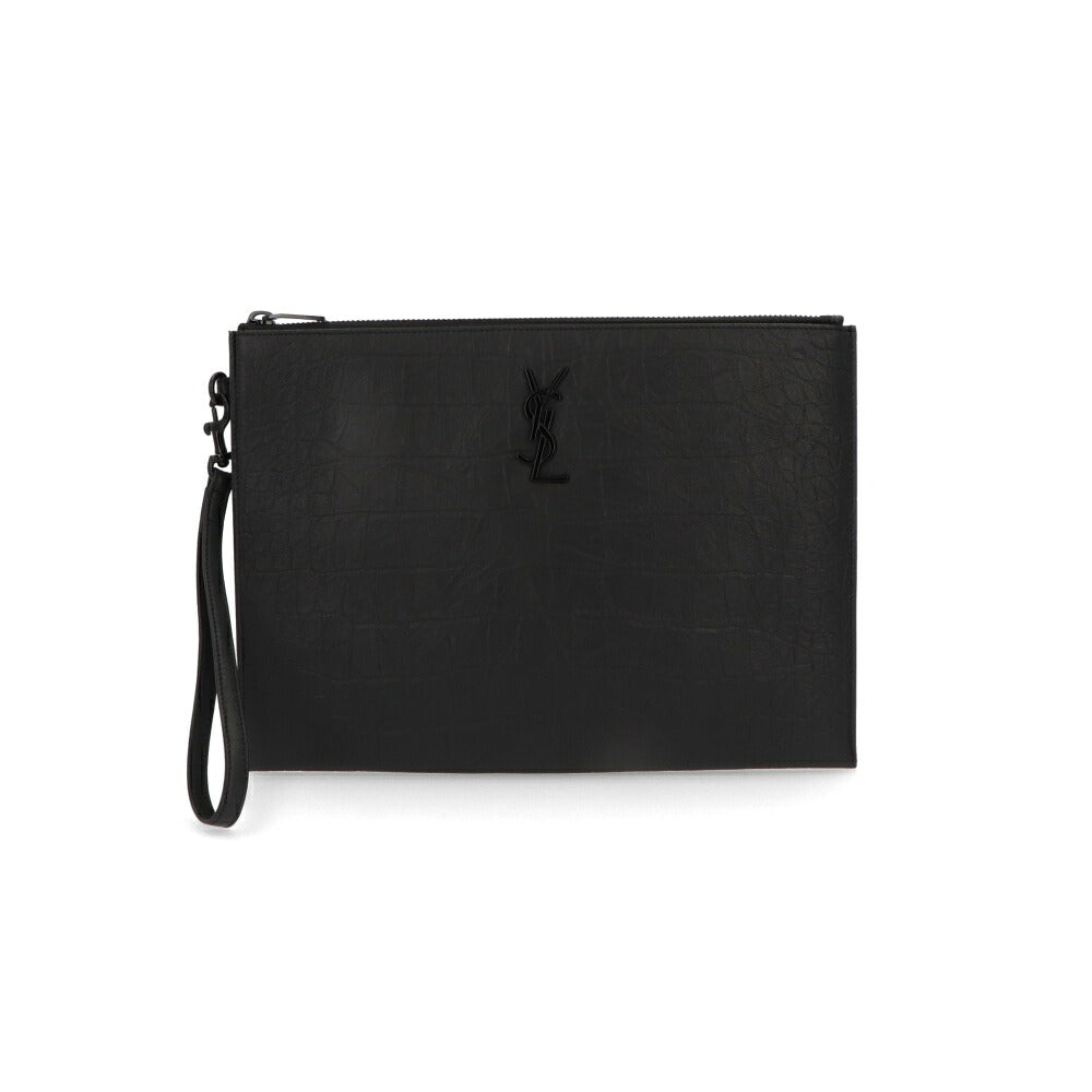 サンローラン SAINT LAURENT バッグ クラッチバッグ ユニセックス  ブラック レザー クロコ型押し タブレットホルダー 667686