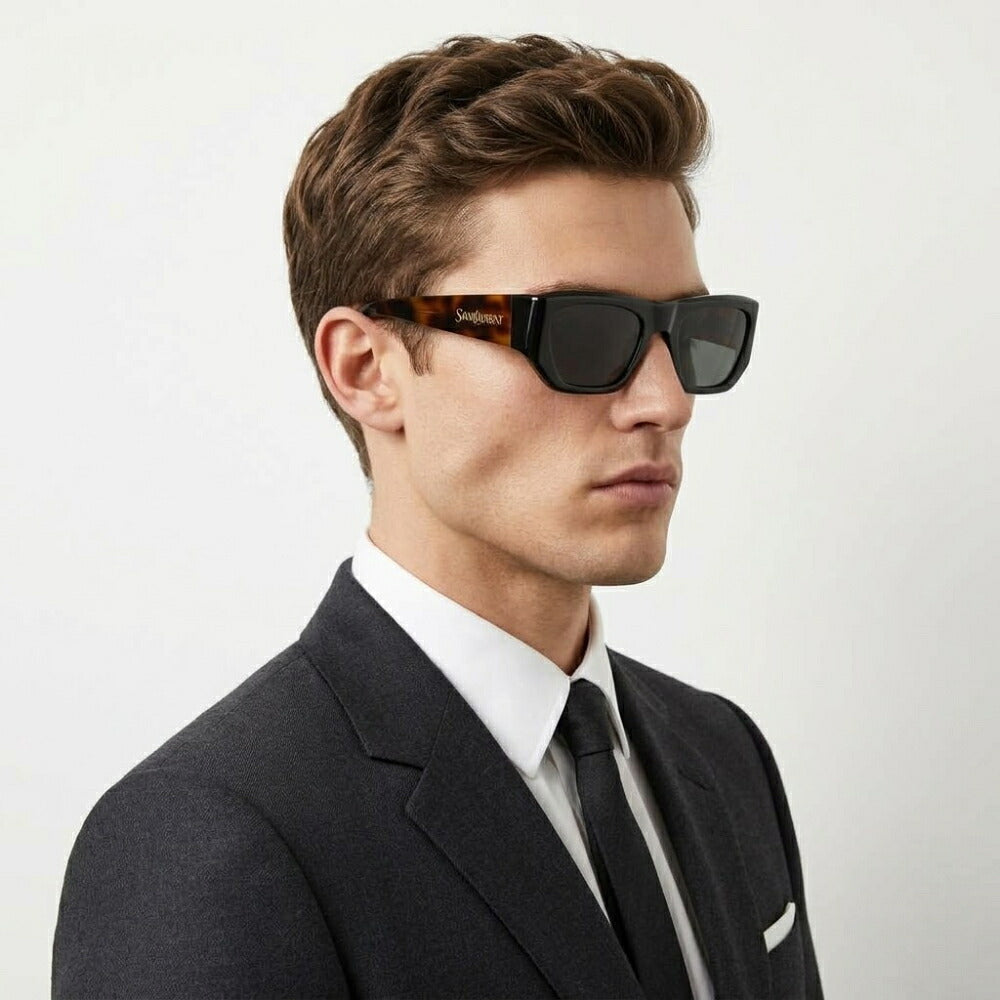 SAINT LAURENT サンローラン ユニセックス アイウェア サングラス ブラックフレーム クリアフレーム べっ甲 スクエア型 810815 Y9956