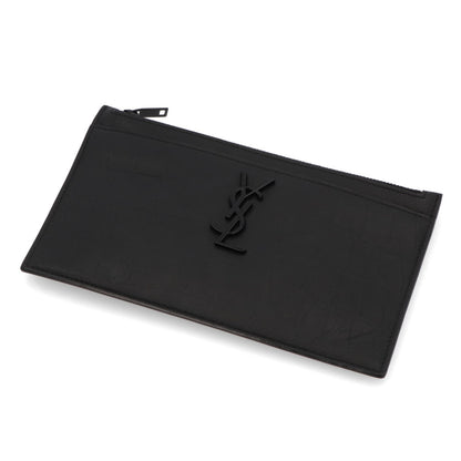 サンローラン SAINT LAURENT バッグ クラッチバッグ ユニセックス ブラック レザー ロゴ 型押し ポーチ メンズ レディース