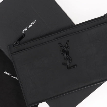サンローラン SAINT LAURENT バッグ クラッチバッグ ユニセックス ブラック レザー ロゴ 型押し ポーチ メンズ レディース