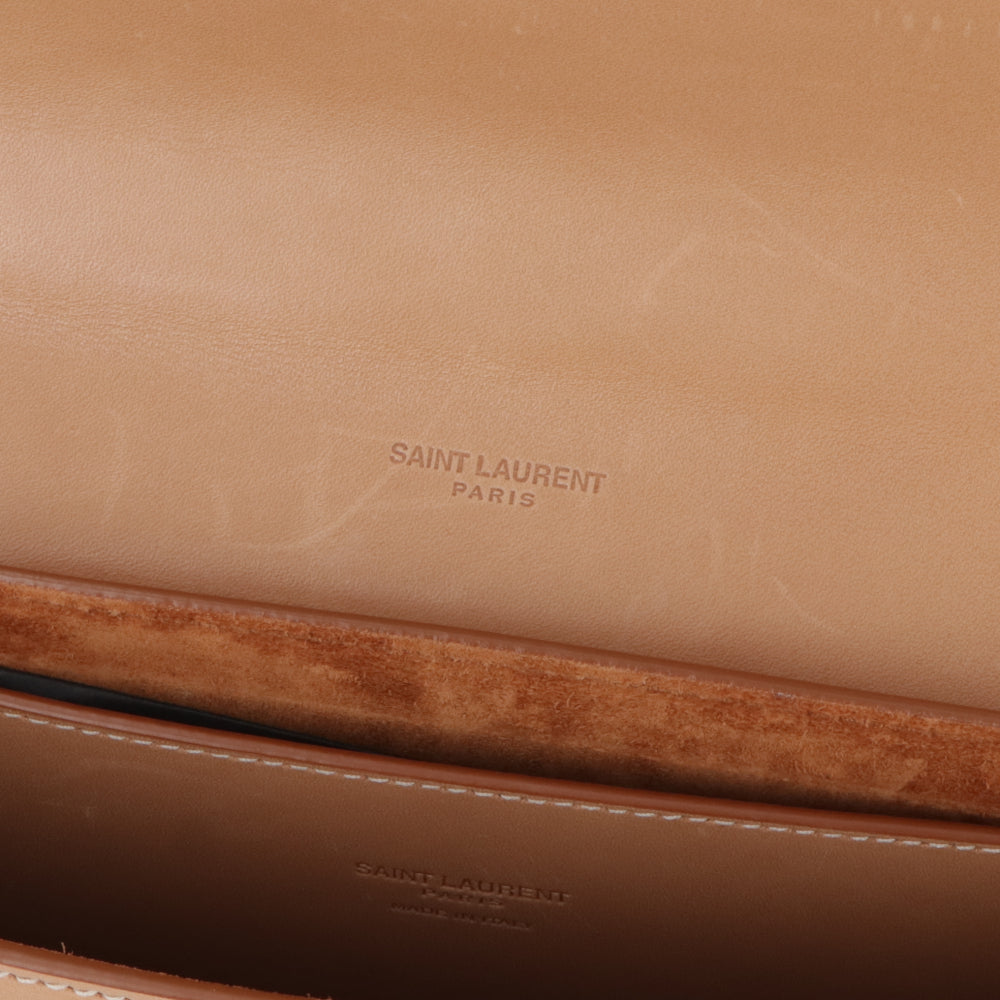 サンローラン SAINT LAURENT バッグ ショルダーバッグ レディース ベージュ YSLロゴプレート サッチェルバッグ