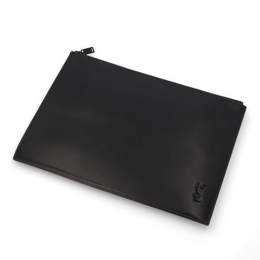 サンローラン SAINTLAURENT バッグ クラッチバッグ ユニセックス ブラック レザー ロゴ YSLイニシャル ビジネスバッグ ipadケース