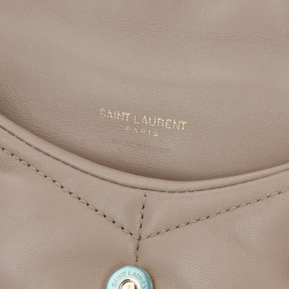 サンローラン SAINT LAURENT バッグ クラッチ レディース ダークベージュ ラムスキン ポーチ ロゴ パファー