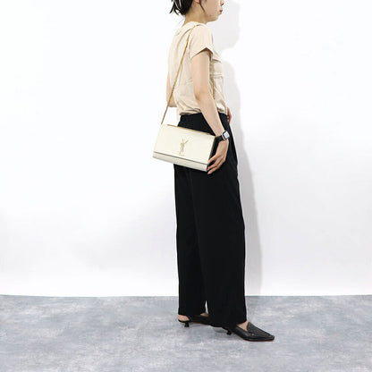 サンローラン SAINT LAURENT バッグ ショルダーバッグ レディース KATE MEDIUM ケイト ミディアム ブラック×ゴールド オフホワイト×ゴールド レザー グレイン ド プードルレザー カサンドラロゴ 鞄 カラー 364021 BOW0J