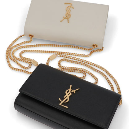 サンローラン SAINT LAURENT バッグ ショルダーバッグ レディース KATE MEDIUM ケイト ミディアム ブラック×ゴールド オフホワイト×ゴールド レザー グレイン ド プードルレザー カサンドラロゴ 鞄 カラー 364021 BOW0J
