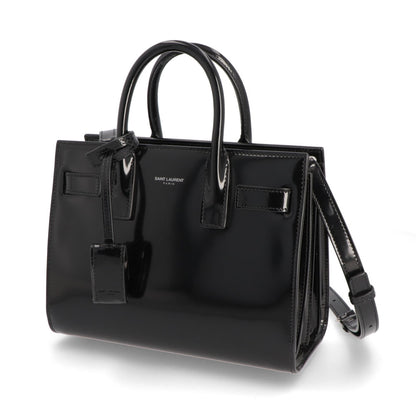 サンローラン SAINT LAURENT バッグ ハンドバッグ レディース サック ドジュール ナノ ブラック パテン トレザー ショルダーバッグ 2way エナメル ロゴ チャーム付き 鞄 398711 AAB9H