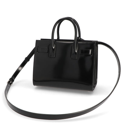 サンローラン SAINT LAURENT バッグ ハンドバッグ レディース サック ドジュール ナノ ブラック パテン トレザー ショルダーバッグ 2way エナメル ロゴ チャーム付き 鞄 398711 AAB9H