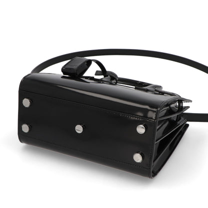 サンローラン SAINT LAURENT バッグ ハンドバッグ レディース サック ドジュール ナノ ブラック パテン トレザー ショルダーバッグ 2way エナメル ロゴ チャーム付き 鞄 398711 AAB9H