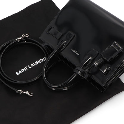 サンローラン SAINT LAURENT バッグ ハンドバッグ レディース サック ドジュール ナノ ブラック パテン トレザー ショルダーバッグ 2way エナメル ロゴ チャーム付き 鞄 398711 AAB9H