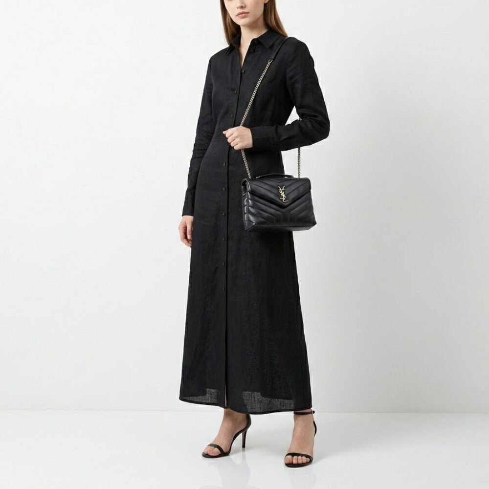 SAINT LAURENT ショルダーバッグ ブラック キルティング クロスボディバッグ カサンドラロゴ 494699 DV726
