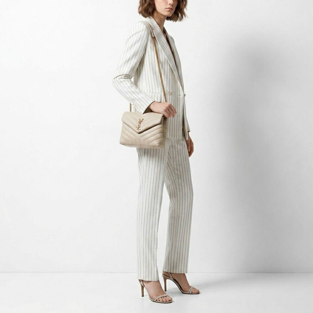SAINT LAURENT ショルダーバッグ ベージュ クリーム キルティング クロスボディバッグ カサンドラロゴ 494699 DV727