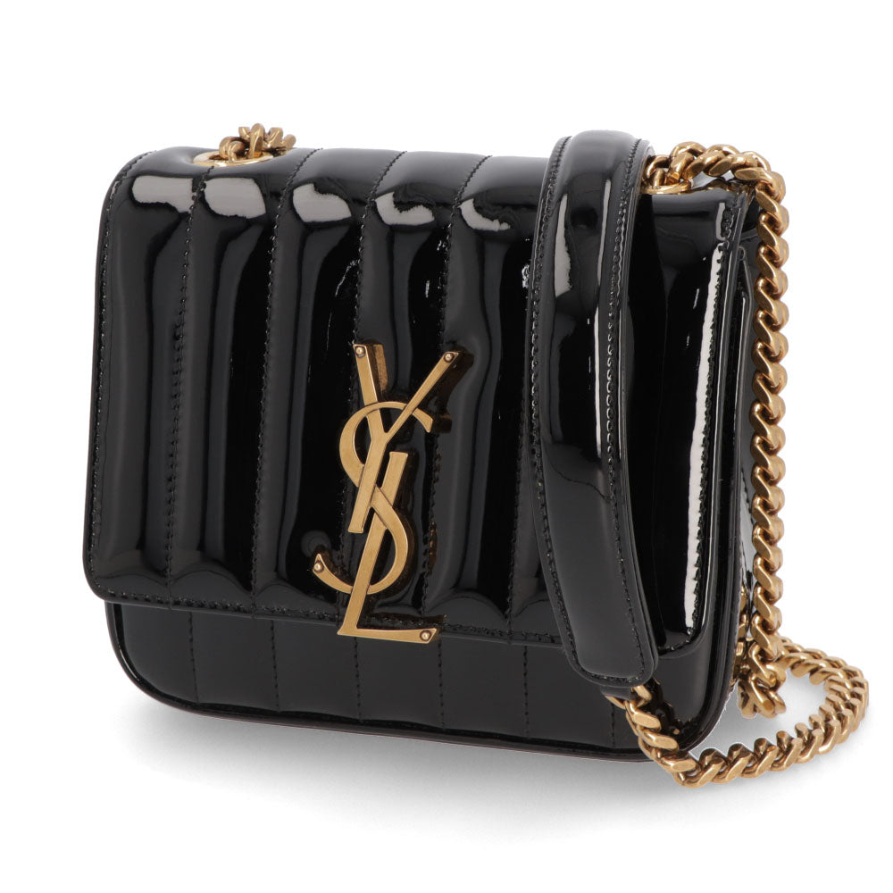 サンローラン SAINT LAURENT バッグ ショルダーバッグ レディース VICKY S ヴィッキー スモール ブラック パテント レザー ロゴ ミニバッグ チェーンショルダー  538439 0UF07